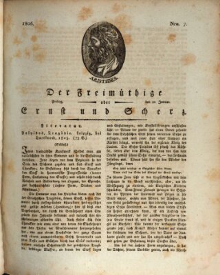 Der Freimüthige oder Ernst und Scherz (Der Freimüthige oder Unterhaltungsblatt für gebildete, unbefangene Leser) Freitag 10. Januar 1806