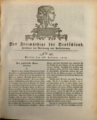 Der Freimüthige für Deutschland Mittwoch 24. Februar 1819