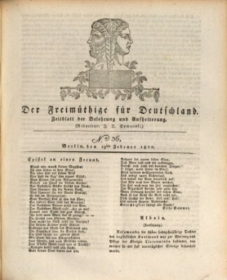 Der Freimüthige für Deutschland Samstag 19. Februar 1820