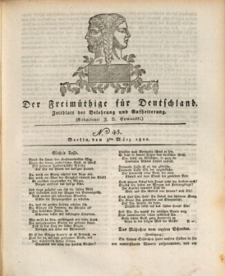 Der Freimüthige für Deutschland Freitag 3. März 1820