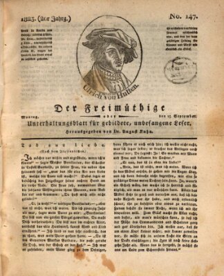 Der Freimüthige oder Unterhaltungsblatt für gebildete, unbefangene Leser Montag 15. September 1823