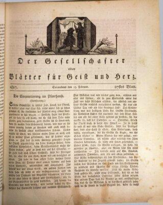 Der Gesellschafter oder Blätter für Geist und Herz Samstag 15. Februar 1817