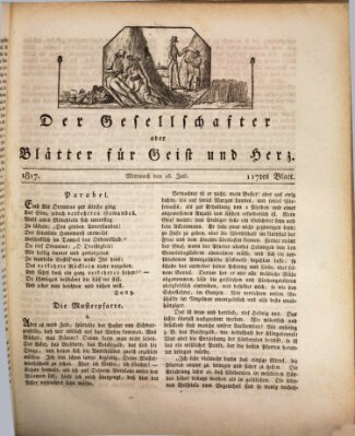 Der Gesellschafter oder Blätter für Geist und Herz Mittwoch 16. Juli 1817