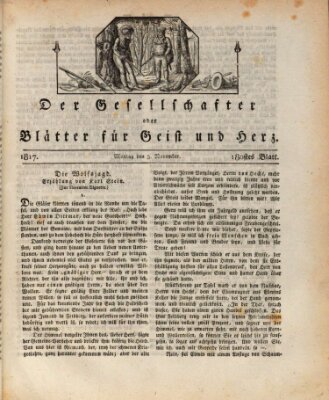 Der Gesellschafter oder Blätter für Geist und Herz Montag 3. November 1817