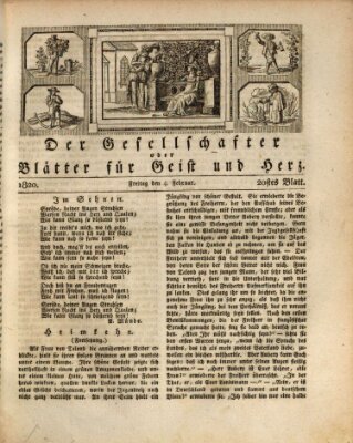 Der Gesellschafter oder Blätter für Geist und Herz Freitag 4. Februar 1820