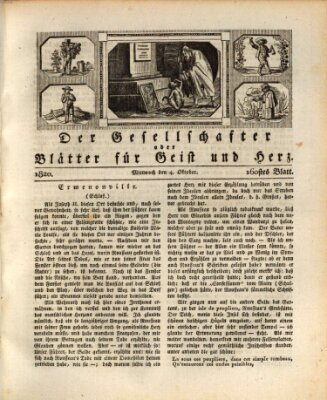 Der Gesellschafter oder Blätter für Geist und Herz Mittwoch 4. Oktober 1820