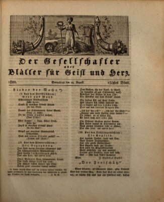 Der Gesellschafter oder Blätter für Geist und Herz Samstag 24. August 1822
