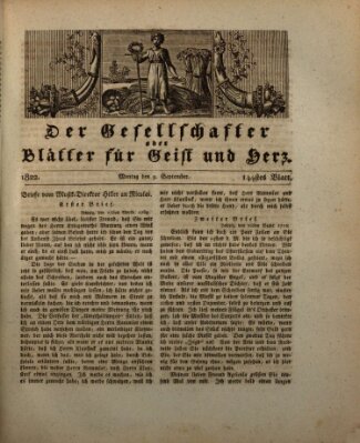 Der Gesellschafter oder Blätter für Geist und Herz Montag 9. September 1822