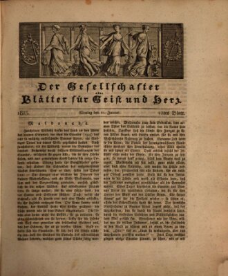 Der Gesellschafter oder Blätter für Geist und Herz Montag 20. Januar 1823