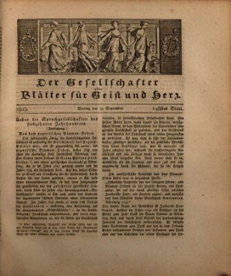 Der Gesellschafter oder Blätter für Geist und Herz Montag 15. September 1823