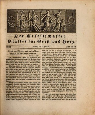 Der Gesellschafter oder Blätter für Geist und Herz Montag 5. Januar 1824