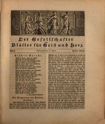 Der Gesellschafter oder Blätter für Geist und Herz Samstag 17. April 1824