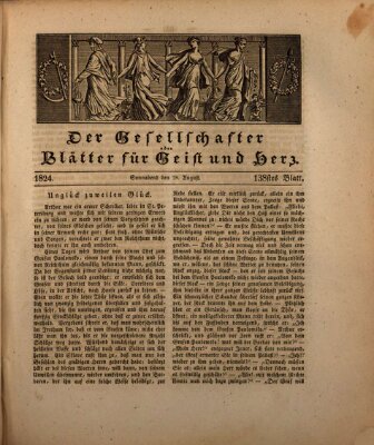 Der Gesellschafter oder Blätter für Geist und Herz Samstag 28. August 1824