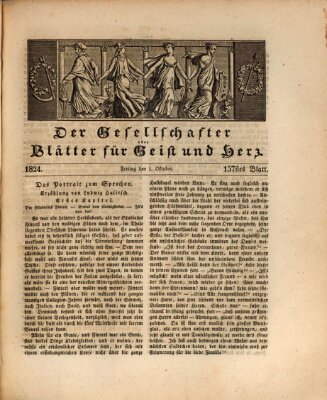Der Gesellschafter oder Blätter für Geist und Herz Freitag 1. Oktober 1824