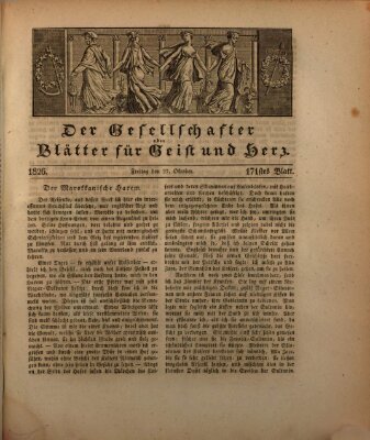 Der Gesellschafter oder Blätter für Geist und Herz Freitag 27. Oktober 1826
