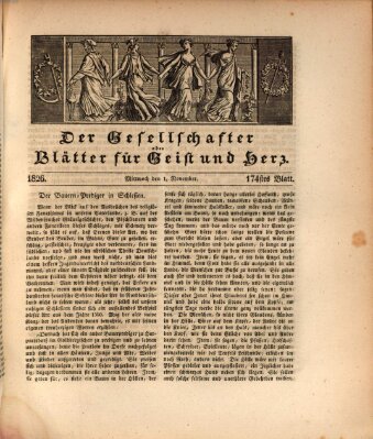 Der Gesellschafter oder Blätter für Geist und Herz Mittwoch 1. November 1826