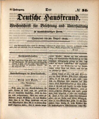 Der deutsche Hausfreund (Der Hausfreund) Samstag 20. August 1842