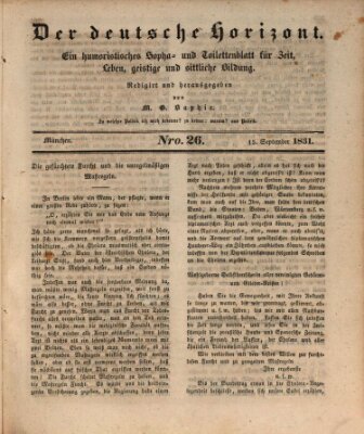 Der deutsche Horizont Donnerstag 15. September 1831