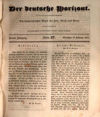 Der deutsche Horizont Donnerstag 16. Februar 1832