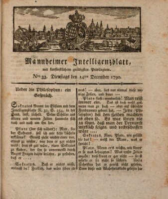 Mannheimer Intelligenzblatt Dienstag 14. Dezember 1790