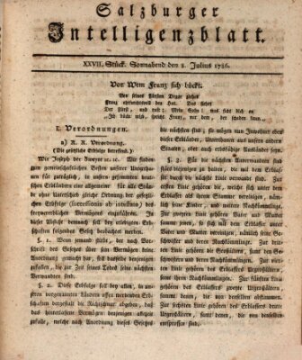 Salzburger Intelligenzblatt Samstag 8. Juli 1786