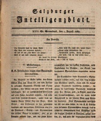 Salzburger Intelligenzblatt Samstag 1. August 1789