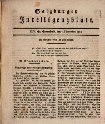 Salzburger Intelligenzblatt Samstag 7. November 1789