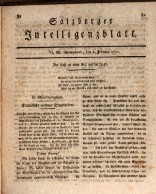 Salzburger Intelligenzblatt Samstag 6. Februar 1790
