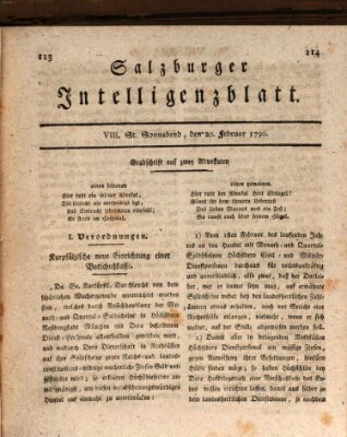 Salzburger Intelligenzblatt Samstag 20. Februar 1790