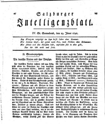 Salzburger Intelligenzblatt Samstag 23. Januar 1796