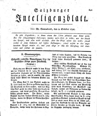Salzburger Intelligenzblatt Samstag 8. Oktober 1796