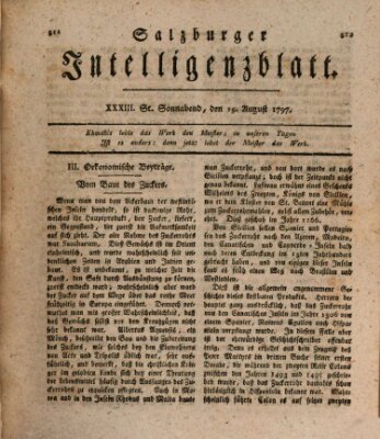 Salzburger Intelligenzblatt Samstag 19. August 1797