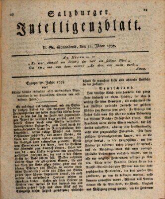 Salzburger Intelligenzblatt Samstag 12. Januar 1799