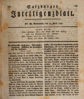 Salzburger Intelligenzblatt Samstag 13. April 1799