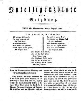 Intelligenzblatt von Salzburg (Salzburger Intelligenzblatt) Samstag 9. August 1800