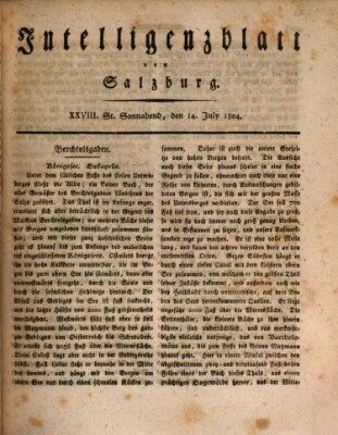 Intelligenzblatt von Salzburg (Salzburger Intelligenzblatt) Samstag 14. Juli 1804
