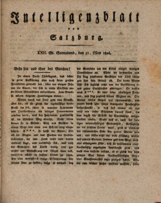 Intelligenzblatt von Salzburg (Salzburger Intelligenzblatt) Samstag 31. Mai 1806