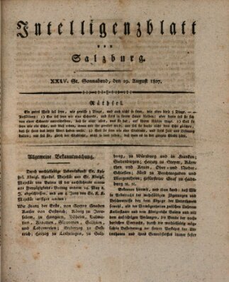 Intelligenzblatt von Salzburg (Salzburger Intelligenzblatt) Samstag 29. August 1807