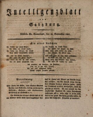 Intelligenzblatt von Salzburg (Salzburger Intelligenzblatt) Samstag 26. September 1807