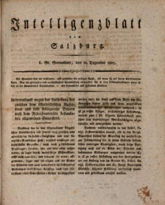 Intelligenzblatt von Salzburg (Salzburger Intelligenzblatt) Samstag 12. Dezember 1807
