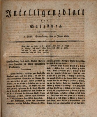 Intelligenzblatt von Salzburg (Salzburger Intelligenzblatt) Samstag 9. Januar 1808