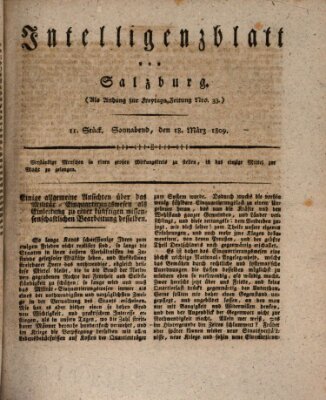 Intelligenzblatt von Salzburg (Salzburger Intelligenzblatt) Samstag 18. März 1809