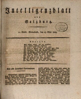 Intelligenzblatt von Salzburg (Salzburger Intelligenzblatt) Samstag 27. Mai 1809