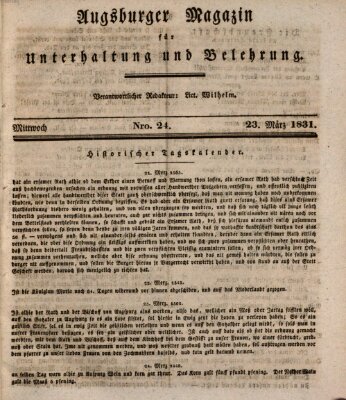 Augsburger Magazin für Unterhaltung und Belehrung (Neue Augsburger Zeitung) Mittwoch 23. März 1831