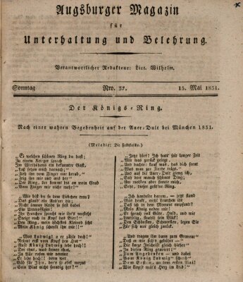 Augsburger Magazin für Unterhaltung und Belehrung (Neue Augsburger Zeitung) Sonntag 15. Mai 1831