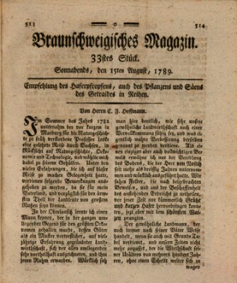 Braunschweigisches Magazin (Braunschweigische Anzeigen) Samstag 15. August 1789