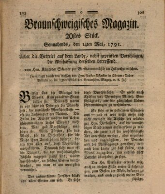 Braunschweigisches Magazin (Braunschweigische Anzeigen) Samstag 14. Mai 1791