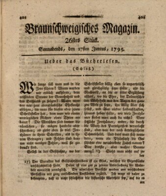 Braunschweigisches Magazin (Braunschweigische Anzeigen) Samstag 27. Juni 1795