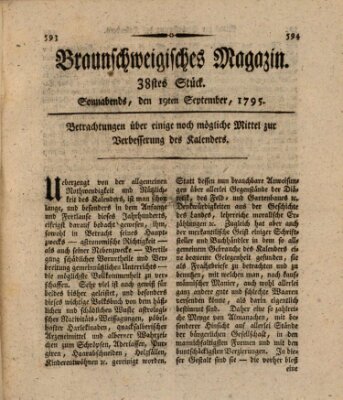 Braunschweigisches Magazin (Braunschweigische Anzeigen) Samstag 19. September 1795