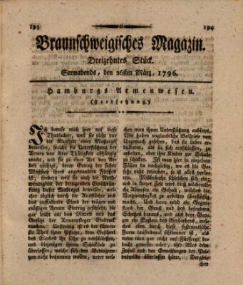 Braunschweigisches Magazin (Braunschweigische Anzeigen) Samstag 26. März 1796